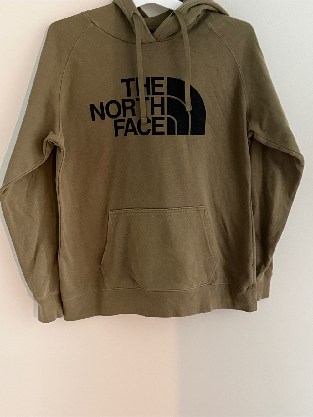 The North Face Olive Green Crewneck Hoodie with Black Logo